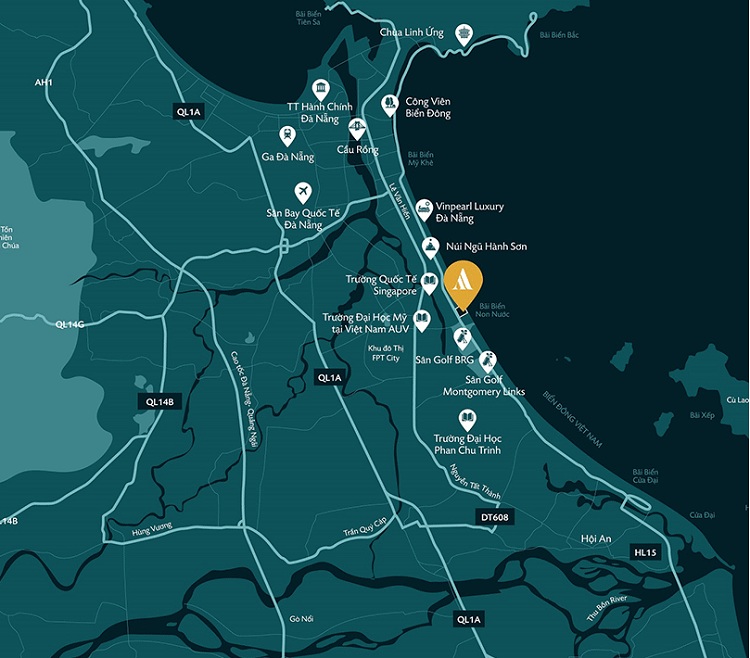 Bản đồ vị trí dự án Aria Đà Nẵng