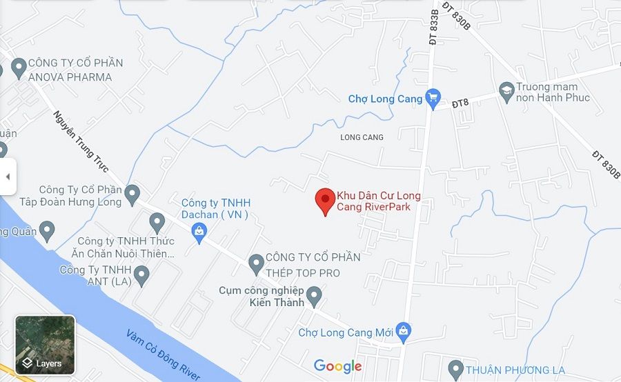 Vị trí dự án Long Cang New (thuộc cụm Long Cang RiverPark) trên bản đồ google map